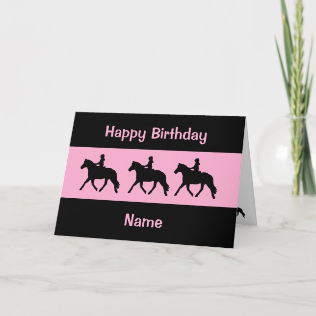 Carte Silhouette de Trotting rose noire rose mignon Anni (Devant)