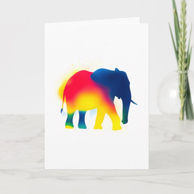 Carte Silhouette d'éléphant à peinture en vaporisateur c (Devant)