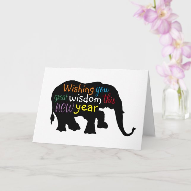 Carte Silhouette d'éléphant - Toute couleur - (Orchidée)