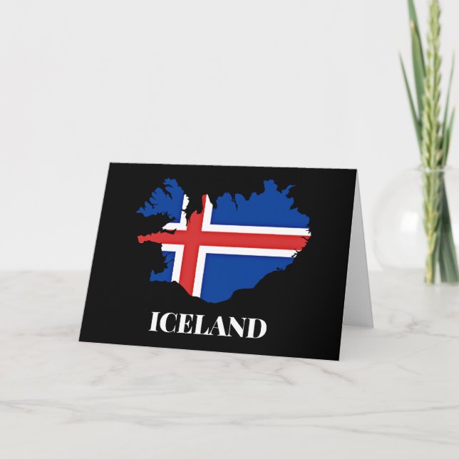 Carte Silhouette d'Islande, drapeau, (Devant)