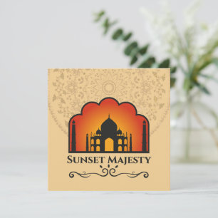 Carte Silhouette du Taj Mahal au coucher du soleil