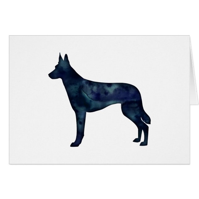 Carte Silhouette Malinois Noire Belge (Devant horizontal)