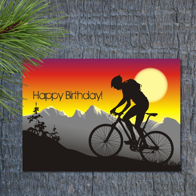 Carte Silhouette Mountain Bike Joyeux anniversaire (Créateur téléchargé)