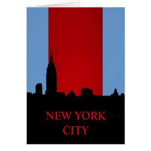 Carte Silhouette New York Rouge bleu
