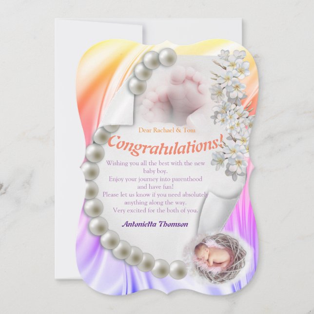 Carte Silky Ivory Pearl Baby Congrats (Devant)