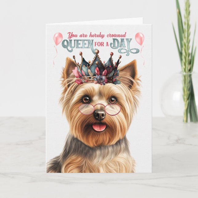 Carte Silky Terrier Dog Queen Day Funny Birthday (Devant)