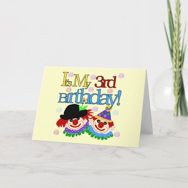 Carte Silly Clowns 3e Anniversaire Tshirts et cadeaux (Devant)