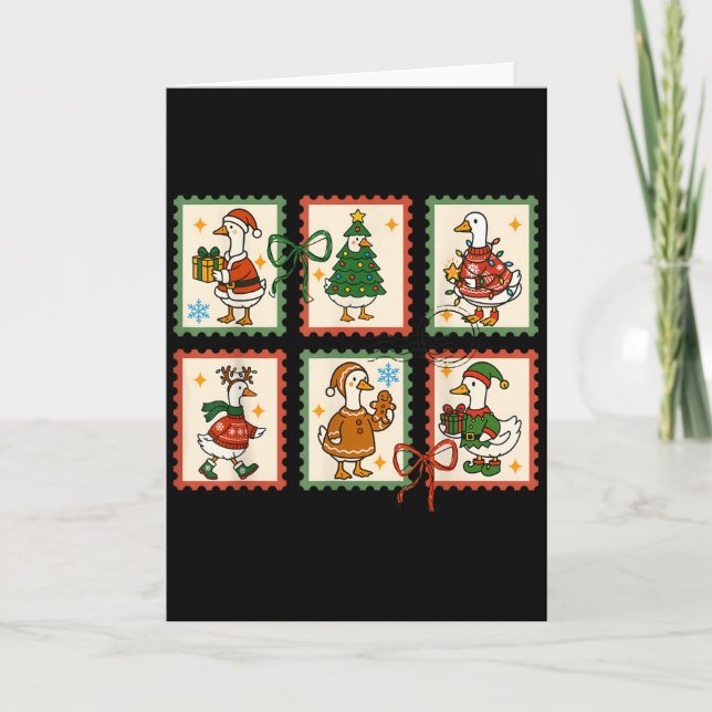 Carte Silly Goose Santa Christmas Stamp Cute Merry Goose (Devant)