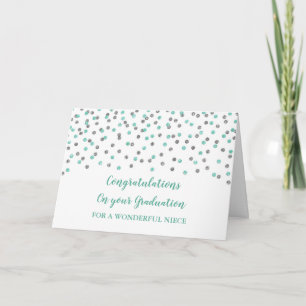 Carte Silver Blue Niece Félicitations Graduation