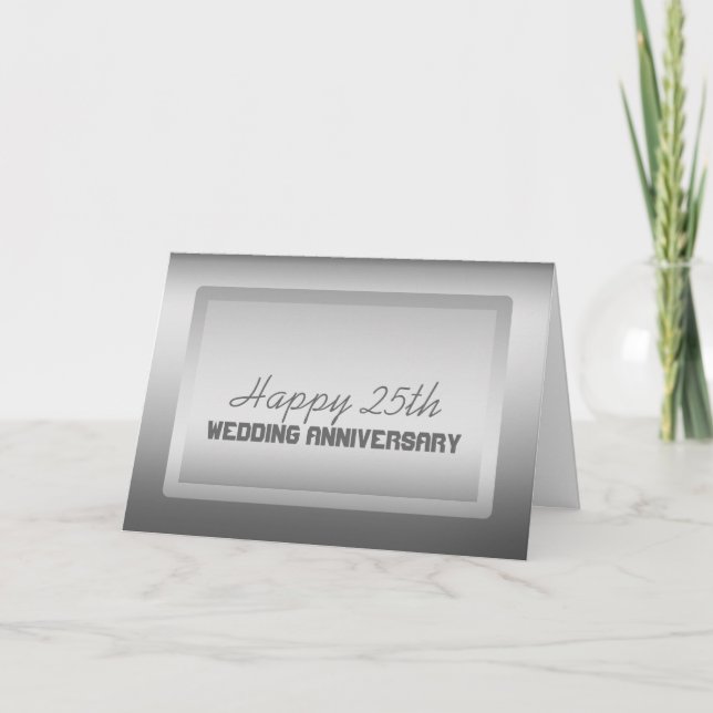 Carte Silver Border 25th Wedding Anniversary (Devant)