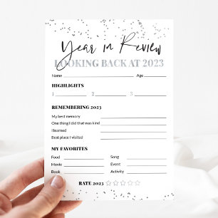 Carte Silver Confetti 2023 année en revue Réflexions