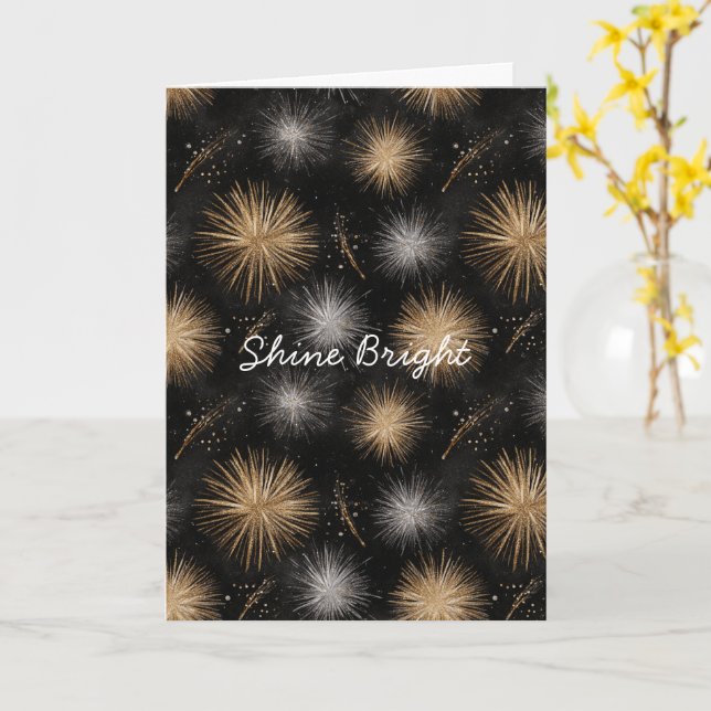 Carte Silver Gold Black Christmas Celebration  (Fleur jaune)