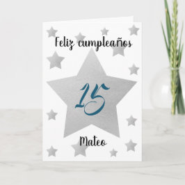 Carte Silver Stars Boy Espagnol Anniversaire