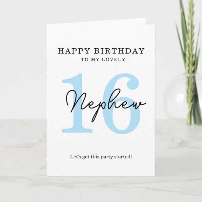 Carte simple 16e anniversaire. (Devant)