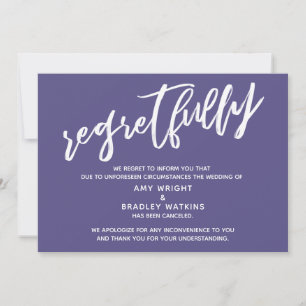 Carte Simple Annulée Mariage Dusty Purple Regrets
