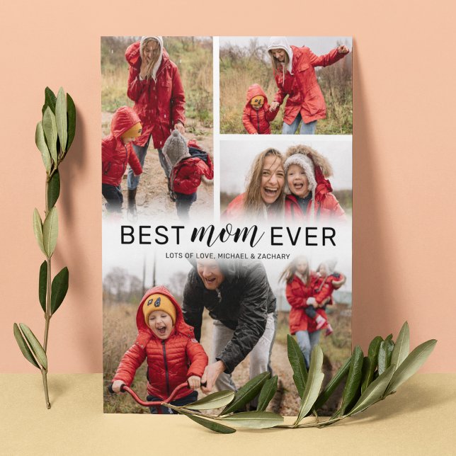Carte Simple Best Mom Ever 4 Photo Fête des mères (Créateur téléchargé)