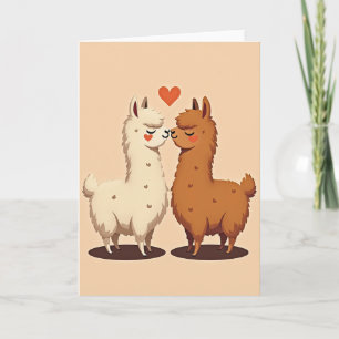 Carte Simple Bisou d'Amour de Lama