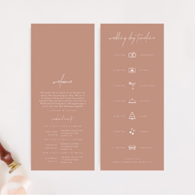 Carte Simple Blush Pink Moderne Mariage Jour Timeline (Simple Blush Pink Modern Wedding Day Timeline)