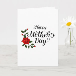 Carte Simple Bonne Fête des Mères Floral Calligraphie   