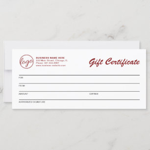 Carte Simple Burgundy Logo Certificat cadeau d'affaires