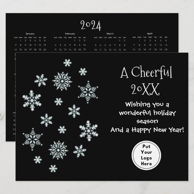 Carte Simple Calendrier d'entreprise Greeting (Devant / Derrière)