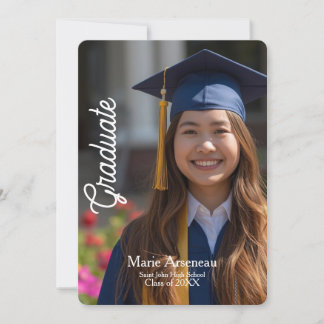 Carte Simple  Calligraphy  Photo Grad Party  Personalize