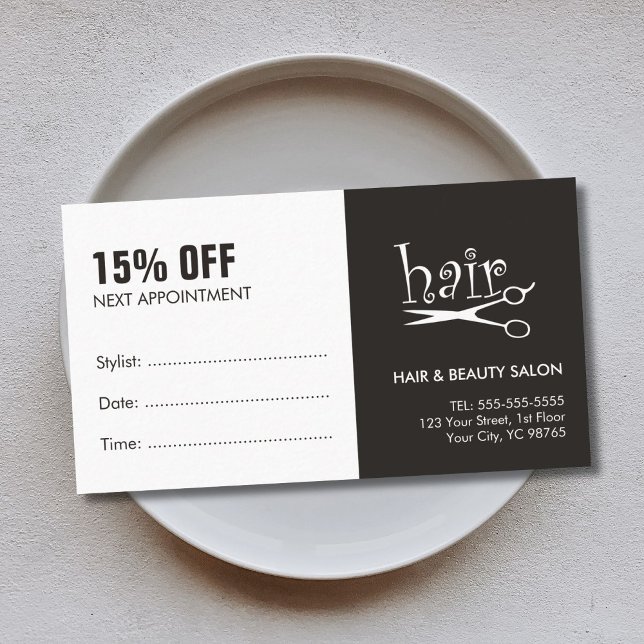 Carte simple Coupon de rendez-vous en noir blanc (Créateur téléchargé)