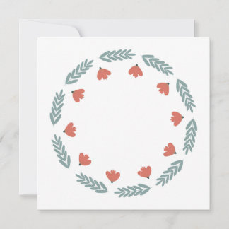 Carte Simple couronne mignonne de fleurs et de plantes c