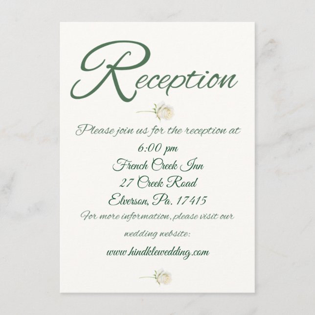 Carte simple de la réception de mariage pour Roses (Devant)