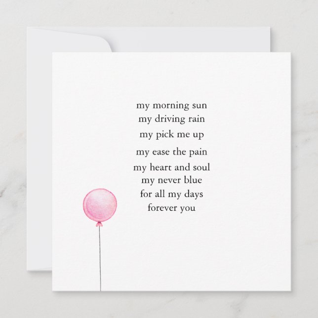 Carte simple de poème d'amour de la Saint-Valentin (Devant)