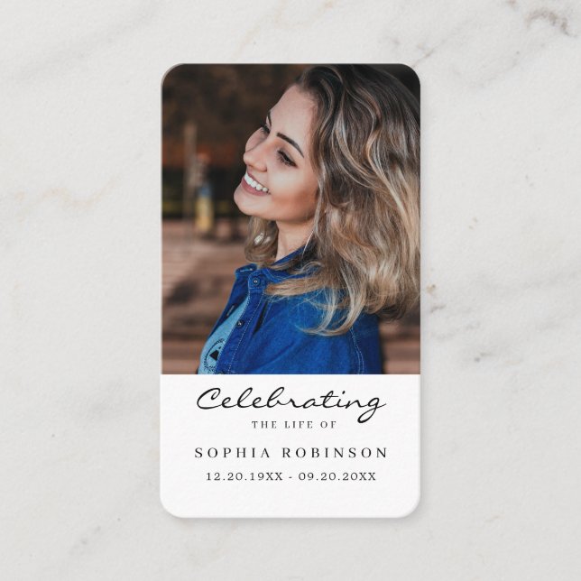 Carte simple de prière commémorative funéraire (Devant)