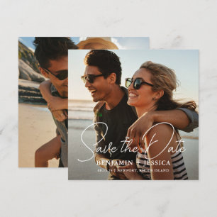 Carte Simple deux photo Calligraphie Mariage Enregistrer