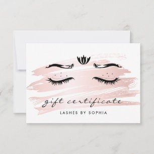Carte Simple Elegant Blush Pink Lashes Certificat cadeau
