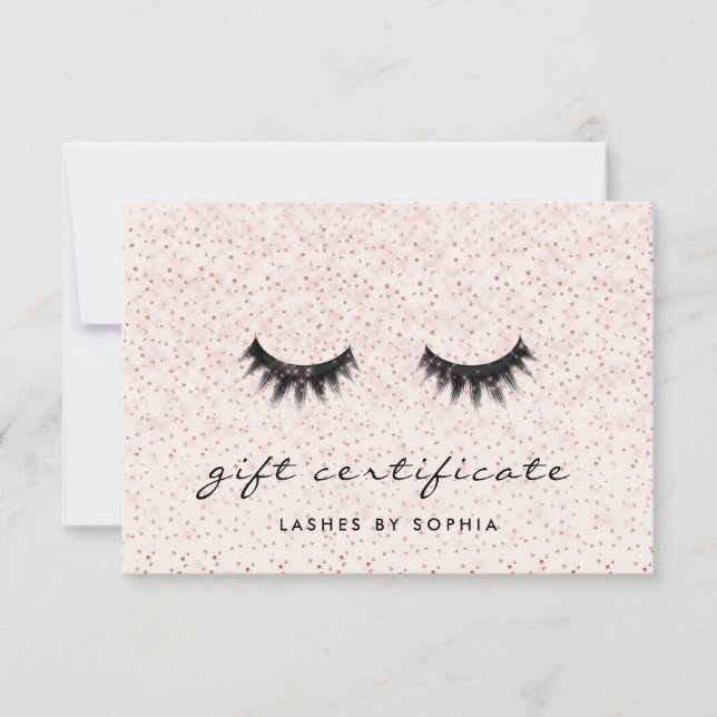 Carte Simple Elegant Blush Pink Lashes Certificat cadeau (Devant)