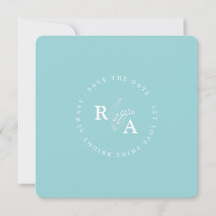 Carte Simple Elegant Floral Blue Wedding Enregistrer la 