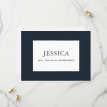 Carte simple Elegant Gold Dark Navy Blue Bridesmai