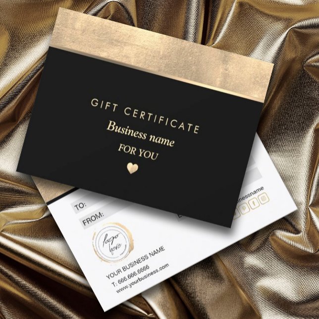 Carte Simple Elegant Gold Foil Coeur Certificat cadeau (Créateur téléchargé)