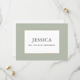 Carte simple Elegant Gold Sage Green Bridesmaid