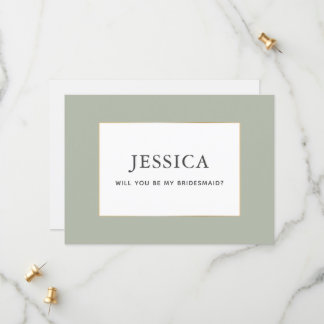 Carte simple Elegant Gold Sage Green Bridesmaid
