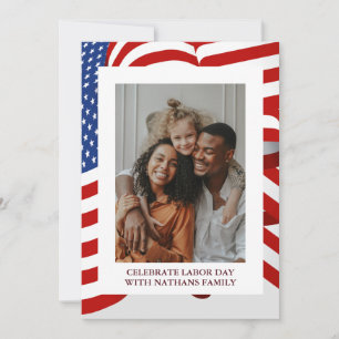 Carte Simple Elegant Happy Labor Day avec drapeau améric