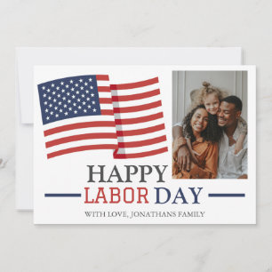 Carte Simple Elegant Happy Labor Day avec drapeau améric