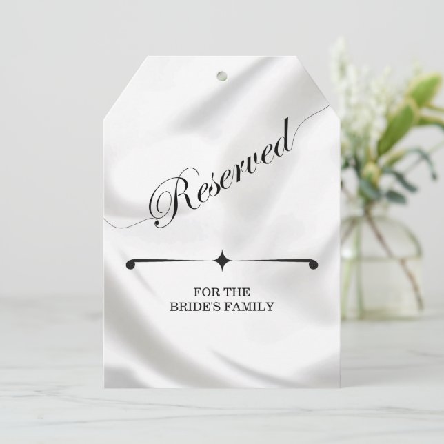 Carte Simple Elégant Mariage Réservé Siège Grande étique (Debout devant)