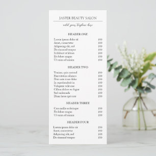 Carte Simple Élégant Minimal Moderne Tarifs d'entreprise