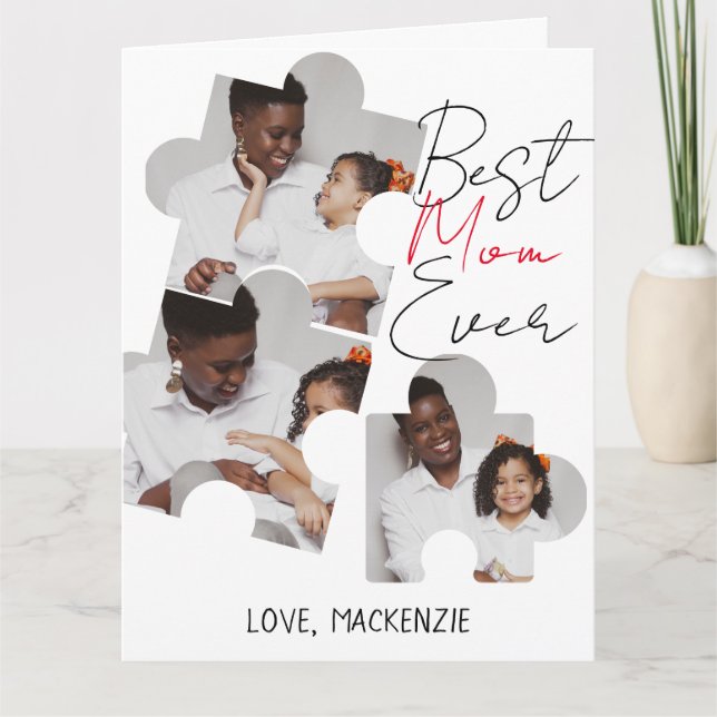 Carte Simple Elegant Mothers Day Puzzle Photo Collage (Devant)