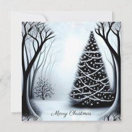 Carte Simple Élégant Noir et Blanc Un Photo Noël