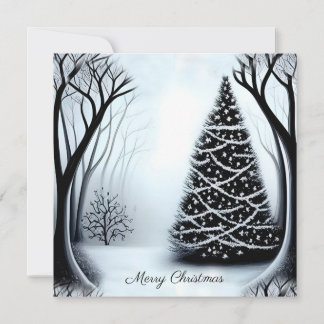 Carte Simple Élégant Noir et Blanc Un Photo Noël