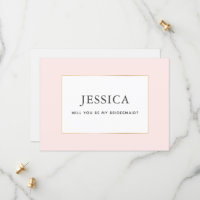 Carte simple Elegant Or Joli Blush Bridesmaid