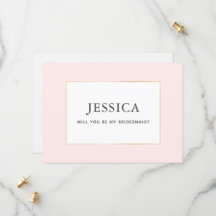 Carte simple Elegant Or Joli Blush Bridesmaid