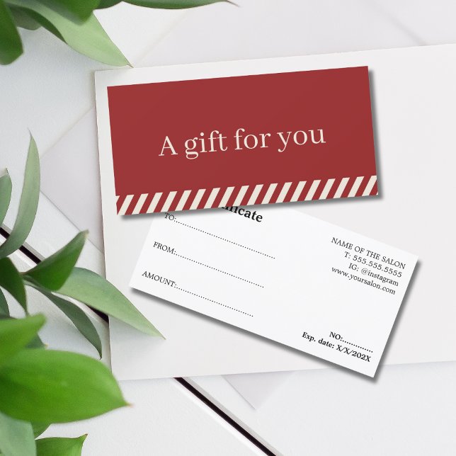 Carte Simple Elégant Rouge Beige rayé Vacances (Créateur téléchargé)