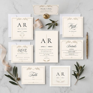 Carte simple élégant traditionnel ivoire classique rsvp